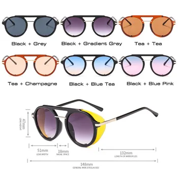 DECI&IE Vintage Punk Rotund Bărbați ochelari de Soare Moda Gradient de Lentile de Ochelari de Rotație Windproof Femei Ochelari de Soare Nuante UV400 Oculos