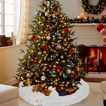 Decoratiuni de Craciun Copac Fusta de Lux Faux Blana de Pluș Tesatura Acasă Xmas Decor Podea Ornament de Crăciun Decor Alb 120cm