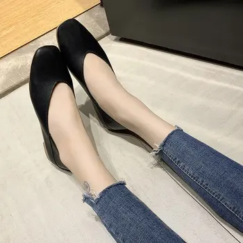 Deget De La Picior Pătrat Casual Pantofi Plat Pentru Femei 2020 Nou Superficial Gura Stil Blând De Primăvară Și Toamnă, Elevii De Moda Pantofi Singur