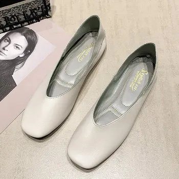 Deget De La Picior Pătrat Casual Pantofi Plat Pentru Femei 2020 Nou Superficial Gura Stil Blând De Primăvară Și Toamnă, Elevii De Moda Pantofi Singur