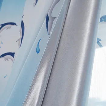 Delfin Imprimare Copii Perdele Dormitor cu Albastru Culoare Violet Jinya Decor Acasă 1 Panou de Desene animate pentru Copii Draperii Bucatarie Camera de zi