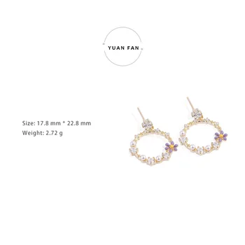 Delicat Cu Ridicata Japonia Coreea Style Argint 925 Moda Dulce Floare Placat Cu Aur Cununa Stud Cercel Pentru Femei Bijuterii