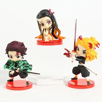 Demon Slayer Kimetsu Nu Yaiba Kamado Tanjirou / Nezuko / Rengoku Kyoujurou Mini PVC Cifre Q Posket Jucării 3pcs/set
