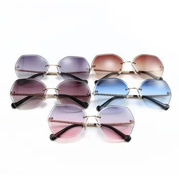 DENISA 2019 Noi Neregulate Lentile de ochelari de Soare pentru Femei Unice Ochelari Picioare Gradient fără rame, ochelari de Soare, Accesorii Ochelari G99804
