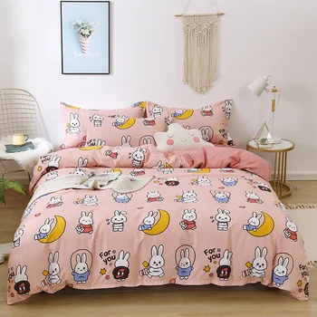 Denisroom de Desene animate pisica lenjerie de pat drăguț pat duvet cover set fata lenjeria de pat și fețe de pernă albe WD21#