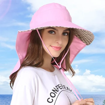 Depăși Streașină Largă Umbrelă de soare Pălărie Cu Gât Garda Doamnelor'Summer Ultraviolete UPF50+ Pălării Pentru Femei