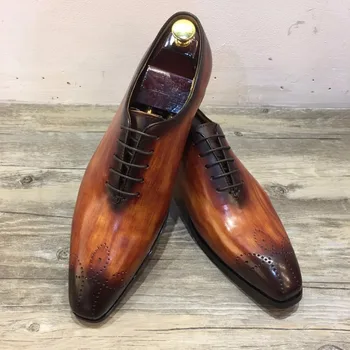 DESAI Bărbați Rochie Pantofi din Piele de Birou de Afaceri de Nunta Handmade de Culoare Amestecat Bocanc Formală a Subliniat Toe Oxfords Barbati Pantofi
