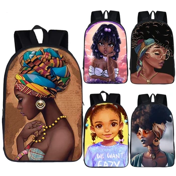 Desene animate Afro Fete Rucsac Copii ghiozdane pentru Adolescenti Negru Fată Școală Rucsaci Africa Femei Geanta de Voiaj Copil Ghiozdan