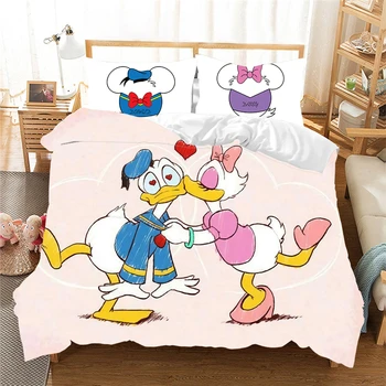 Desene Animate Cu Donald Duck, Daisy Set De Lenjerie De Pat Set Pat Copii Fata De Plapuma Cuvertură De Pat Seturi De Regina King Size Acoperi