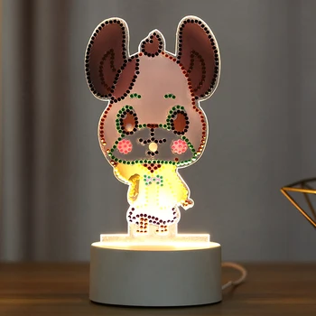 Desene animate cu LED Decor Lumina Lampa DIY Burghiu de Diamant Pictură Lumină Lampă de Noapte Dormitor Birou Acasă Decorative Animal Lampă de Noapte