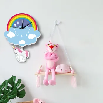 Desene Animate Cu Unicorn Ceas De Perete Dormitor Copii Cloud Curcubeu Colorat Drăguț Slient Animal Ceasuri Pendul Ceas Copil De Cameră Decor Acasă De Artă
