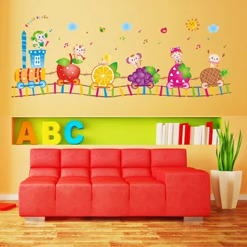 Desene animate de Fructe Tren Autocolante de Perete pentru Copii, camera Copii, Dormitor, Pepinieră Decor Acasă Vinil Detașabil Artă Murală Decalcomanii de Perete dc23