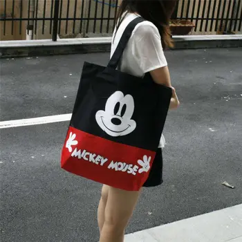 Desene animate Disney Mickey mouse Femei pe panza geantă de umăr Mare capacitate portabil desene animate geantă pentru cumpărături, genți de mână