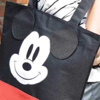 Desene animate Disney Mickey mouse Femei pe panza geantă de umăr Mare capacitate portabil desene animate geantă pentru cumpărături, genți de mână