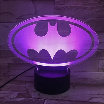 Desene animate Drăguț Batman 3D Lumina Viziune USB Lampara Lampa de Birou Led 7 Culori Schimbare Dormi Noaptea Lumina 3D-612