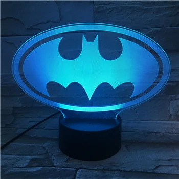 Desene animate Drăguț Batman 3D Lumina Viziune USB Lampara Lampa de Birou Led 7 Culori Schimbare Dormi Noaptea Lumina 3D-612