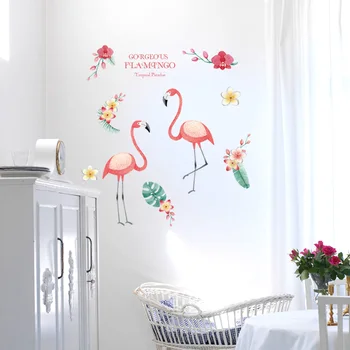 Desene animate Flamingo Dormitor, Camera de zi Detașabil de Vinil Autocolante de Perete Decor Art autoadezive Autocolante Murale de Perete Poster dc12