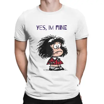 Desene animate Mafalda Sau Quiero Cafe Tipărite Harajuku T-Shirt pentru Bărbați Umor Tricou Guler Rotund Maneci Scurte T Shirt Haine de Petrecere