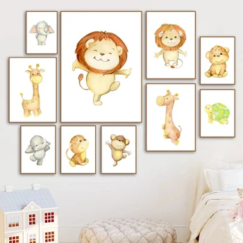 Desene animate Panza Pictura Copil Drăguț Iepure, Leu, Girafa Testoasa Poster Animale de Jucărie Arta de Perete Imaginile pentru Camera Copii Nusery Decor