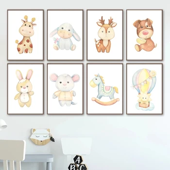 Desene animate Panza Pictura Copil Drăguț Iepure, Leu, Girafa Testoasa Poster Animale de Jucărie Arta de Perete Imaginile pentru Camera Copii Nusery Decor