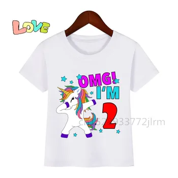 Desene animate pentru copii Unicorn sunt 2 Numărul de Ziua de Imprimare Tricou Copii Este Ziua Mea tricouri Băiat și Fată Cadou Amuzant Tricou Cadou