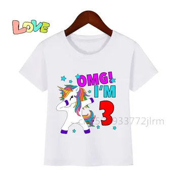 Desene animate pentru copii Unicorn sunt 2 Numărul de Ziua de Imprimare Tricou Copii Este Ziua Mea tricouri Băiat și Fată Cadou Amuzant Tricou Cadou