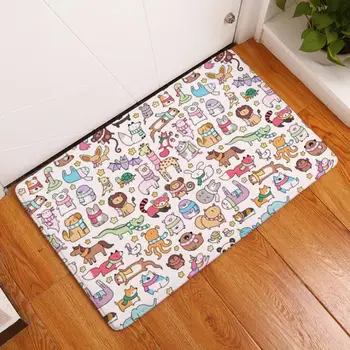 Desene animate Podea Mat Pisica Drăguț Imprimate piele de Căprioară Preș Acasă Decorare Bucătărie în aer liber Mat Covor Baie covor de Baie de Toaletă Covor 40x60cm