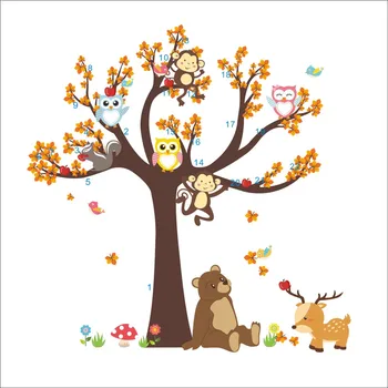 Desene Animate Pădure Ramură De Copac Animal Bufnita Maimuță, Urs, Cerb Autocolante De Perete Pentru Camere De Copii Băieți Fete Copii Dormitor Decor Acasă
