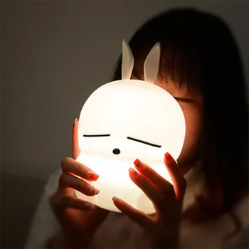 Desene animate-te la mashimaro Lampa de Iepure Lumină de veghe LED cu Senzor Tactil Colorat USB Reîncărcabilă Silicon Iepuras Lampă pentru Copii, Copii, Copil
