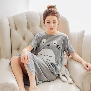 Desene Animate Totoro Imprimare Femei Pijamale De Mari Dimensiuni Dulce Pierde O Cămașă De Noapte Scurtă Gât Maneca Cămașă De Noapte De Vară Femeile Acasă Sleepwear