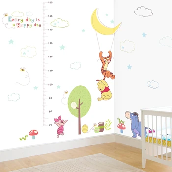 Desene animate winnie pooh înălțime măsură de autocolante de perete pentru camere de copii home decor disney animale grafic de creștere decalcomanii de perete din pvc de artă murală