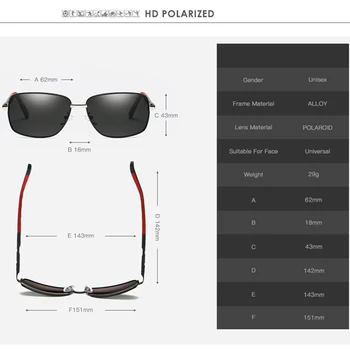 DESIGN de Brand din Aluminiu Mens Retro HD Polarizat ochelari de Soare Pentru Barbati Dreptunghi de Conducere Pescuit Protecție UV400 Oculos de sol