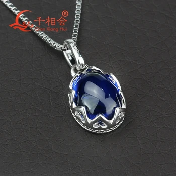 Design de moda colier oval albastru pandantiv colier iubitorii de bijuterii cadou