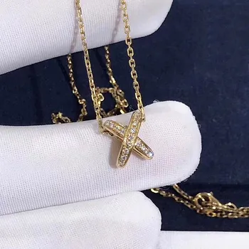 Design de moda cruce mică zircon diamant pietre pretioase pandantiv coliere pentru femei a crescut de aur alb argint culoare cravată de bijuterii cadou