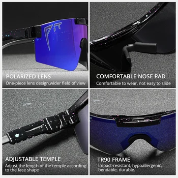 Design elegant pentru Bărbați Supradimensionate TR90 Polarizate Viperă ochelari de Soare UV400 Reglabil Scut Gafas de sol dintr-O bucata Lentile Multicolore