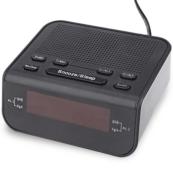 Design Modern, Ceas Deșteptător Radio Fm Cu Dual Soneria De Alarmă De Amânare Funcția De Somn Compact Digital Led Roșu Timp De Afișare Ceasuri-Ue P