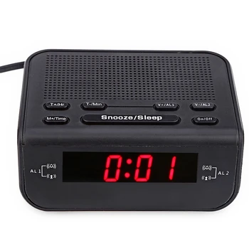 Design Modern, Ceas Deșteptător Radio Fm Cu Dual Soneria De Alarmă De Amânare Funcția De Somn Compact Digital Led Roșu Timp De Afișare Ceasuri-Ue P