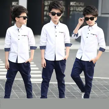 Design nou Copii Baieti Tricou Vânzare Fierbinte Copii Moda Model din Bumbac pentru Copii băiat de Îmbrăcăminte Bluză Albă cămașă de 10 12 Ani