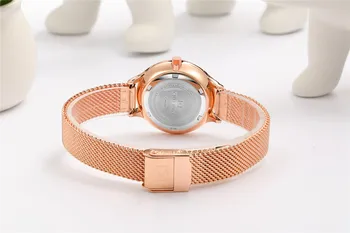 Design simplu CURREN Femei de Moda Cuarț Ceas Doamnelor Rochie Plasă de Ceas de mână Cu Romantic Bling Stras Dial Reloj Mujer