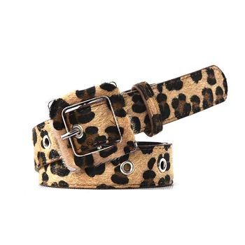 Designe Lux Leopard Prin păr de Cal Curea pentru Femei de sex Feminin Grommet Ochet Centura de Talie din Piele Blugi Rochie