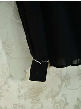Designer de Lux Camasi pentru Femei la Rândul său, în Jos Guler Diamant Cutat Șifon Tricou Negru