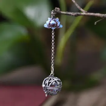 Designer original lotus gol plic tassel cercei Chineză retro email porțelan picură meserii femeilor Thai argint bijuterii