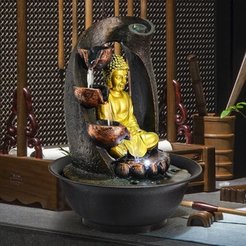 Desktop Fantana Decor Camera De Zi FengShui Fântâni De Apă Asia De Sud-Est Decor Acasă Statuie A Lui Buddha Waterscape Ornamente