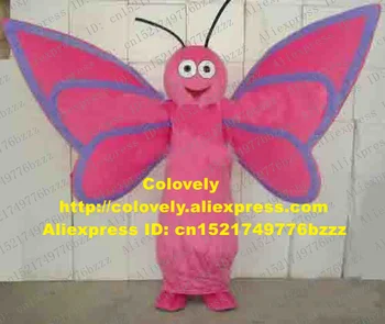 Destul De Fluture Roz Mascota Costum Mascotte Insecte, Molii Scalewing Adult Cu Negru Tentacule Lungi Fata Fericita Nr. 779 Gratuit Nava
