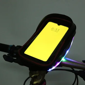 Detasabila Bicicleta Telefonul Sac de LED-uri de culoare Față de Bicicletă Cadru Mâner Touch Screen Telefon Mobil Stand Sac Pungă de Sprijin Dropshipping