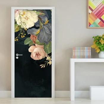Detașabil, rezistent la apa Auto-adeziv Autocolant Usa pictura Murala de Perete Floral Ulei de Floarea Tablou Living, Dormitor cu Usa Tapet Autocolant