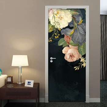 Detașabil, rezistent la apa Auto-adeziv Autocolant Usa pictura Murala de Perete Floral Ulei de Floarea Tablou Living, Dormitor cu Usa Tapet Autocolant