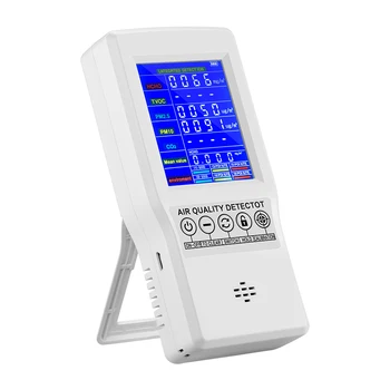Detector de gaz de calitate a aerului tester PM2.5 PM10 Formaldehidă HCHO TVOC CO2 LCD Digital Detector