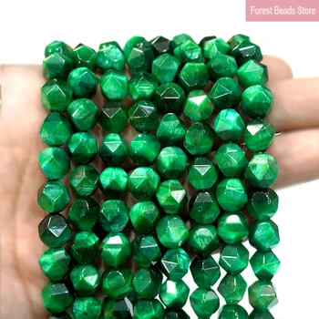 Diamant Fatetat Verde Ochi de Tigru Piatra Naturala Rotund Margele DIY Brățară Colier Farmecele pentru a Face Bijuterii De 15