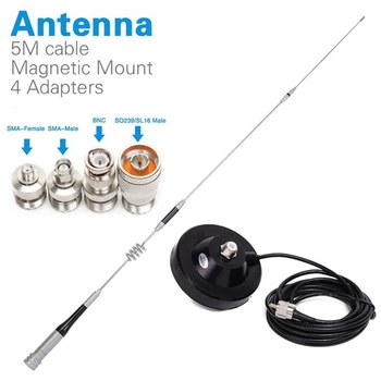 Diamant SG-7200 Dual Band Antena +Montură Magnetică +SMA-F/SMA-M/BNC/SL16 4 Adaptoare pentru Baofeng UV-5R Walkie Talkie Radio Auto
